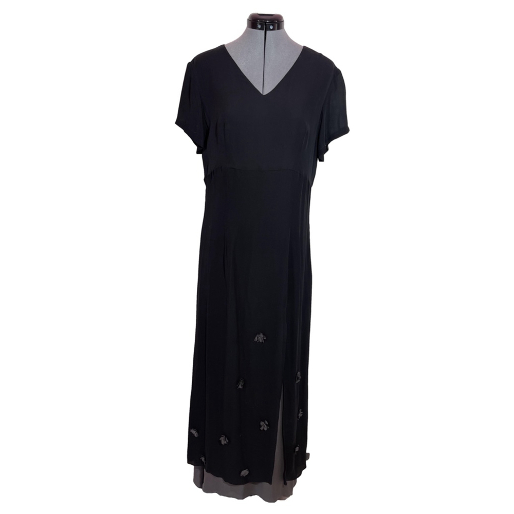 Women's Maxou Black Maxi Dress Size L 100% Silk